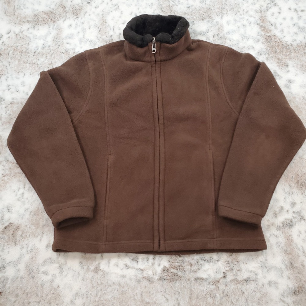 LL Bean Fleece Jacket Women's S Reg Brown Fleece Full Zip Pockets Casual Outdoor